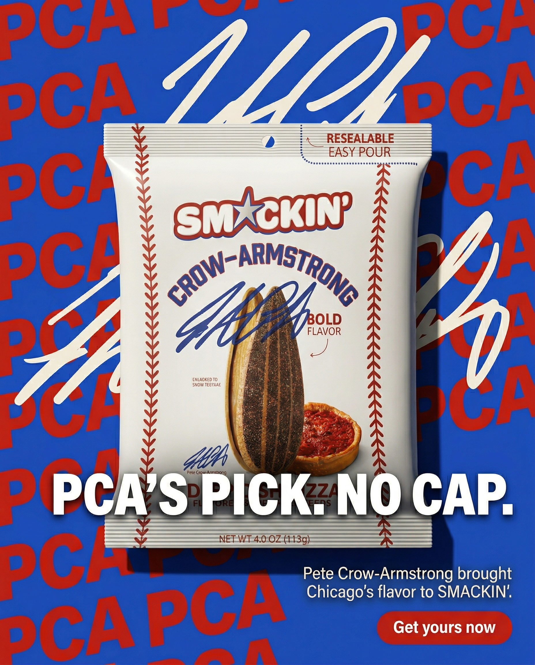 CPG snack brand photography for retail buyer meeting — Smackin snack bag shelf simulation in Whole Foods natural-channel palette