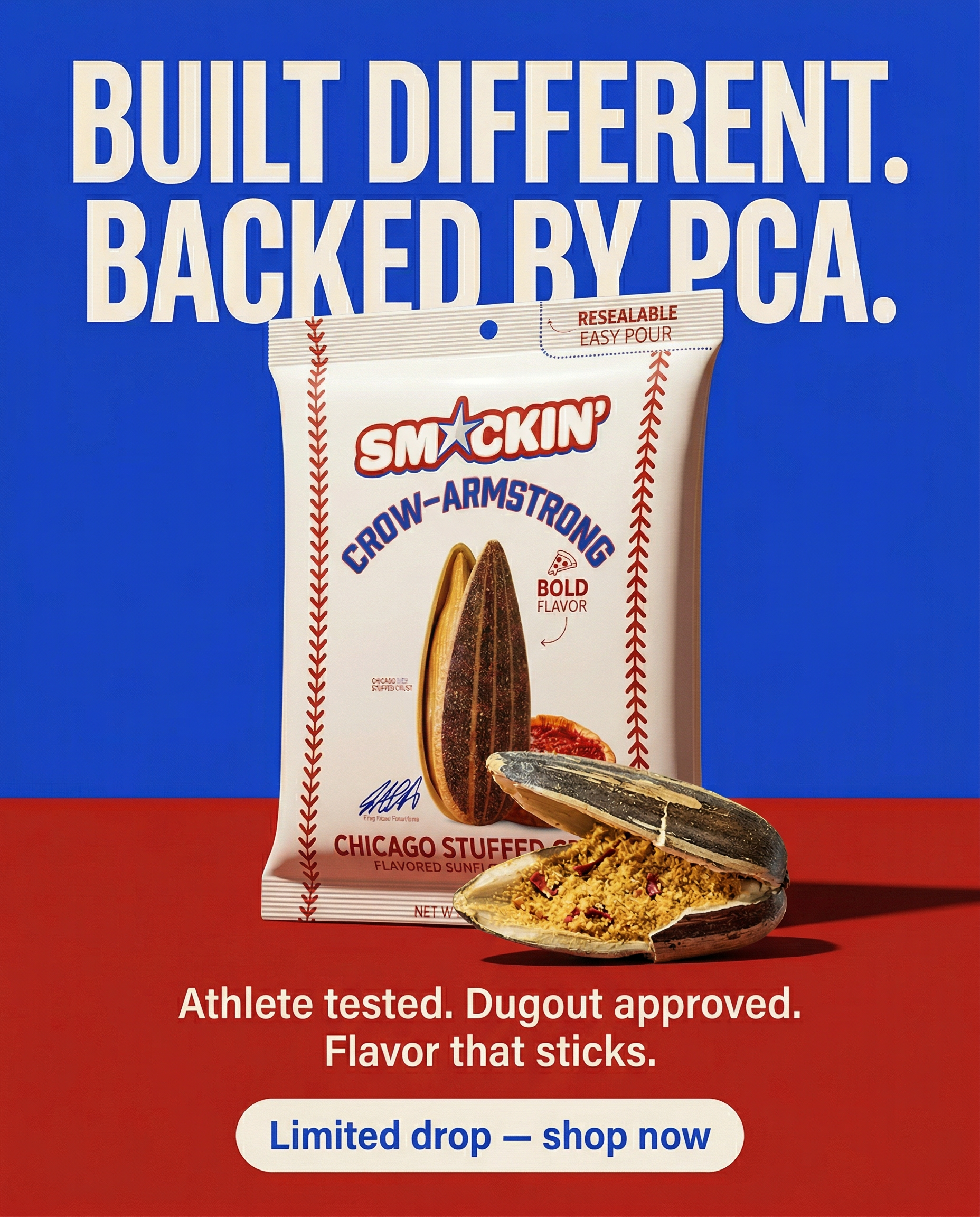 CPG snack brand photography for retail buyer meeting — Smackin snack bag pitch-deck hero for buyer-meeting open