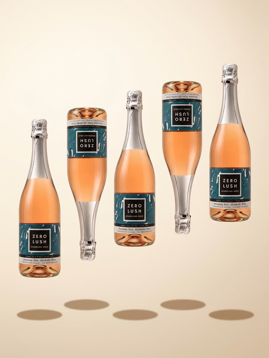 Zerolush sparkling rosé bottle product editorial